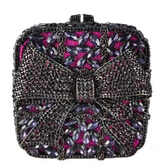 Crystal Party Clutch with Bow Decoration