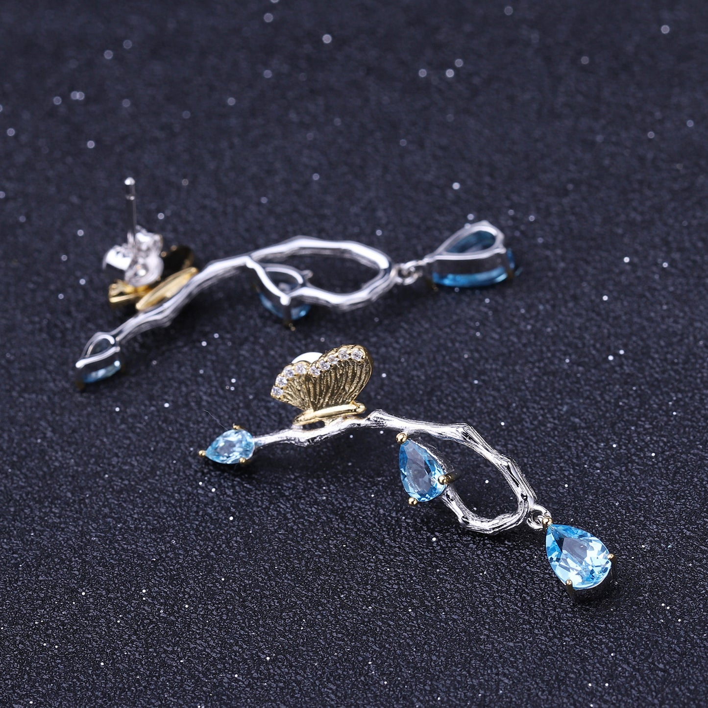 Elegant Topaz Butterfly Earrings