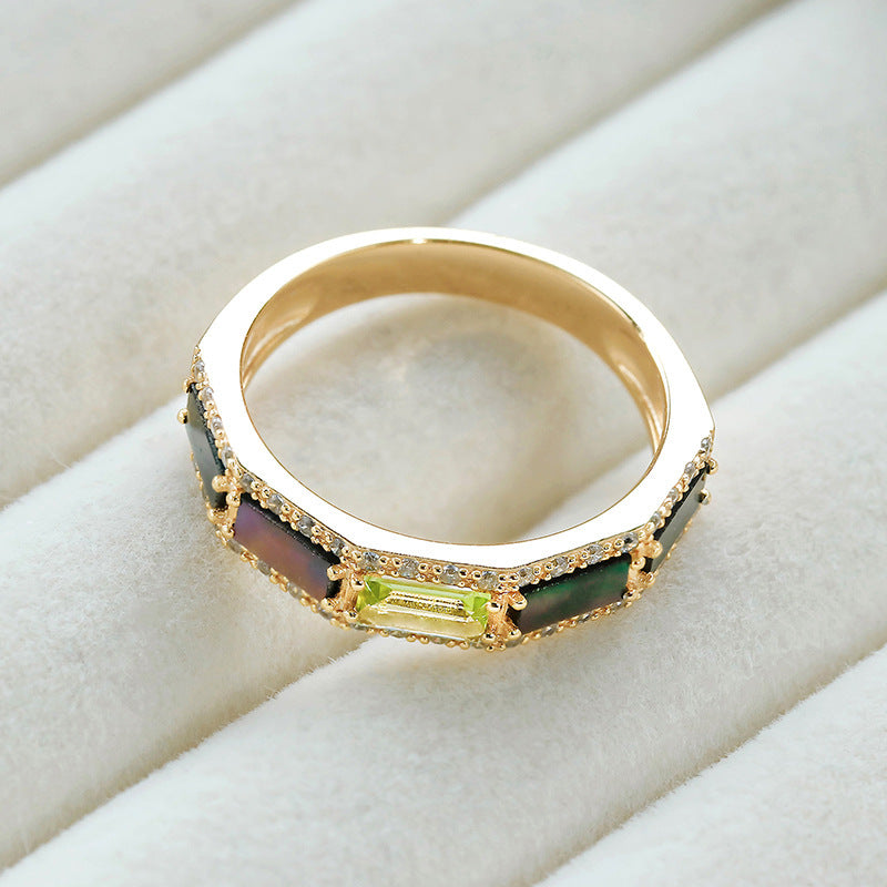 14K Gold-Plated Sonoma Retro Vineyard Mosaic Ring