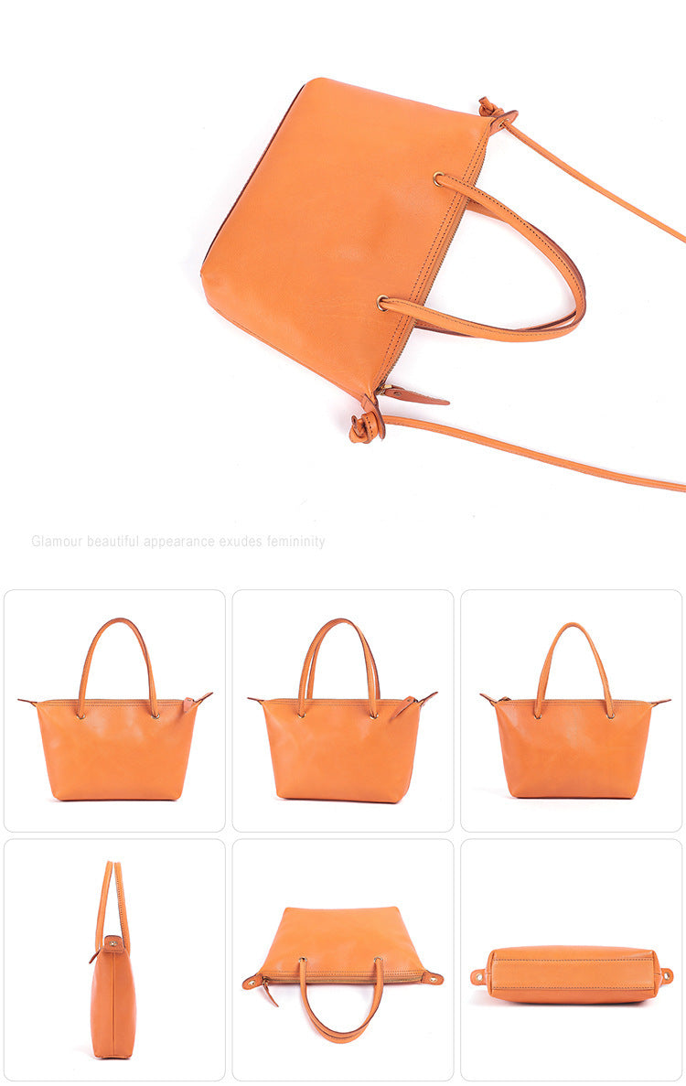 Clervaux "Orange Era" Genuine Leather Tote Bag
