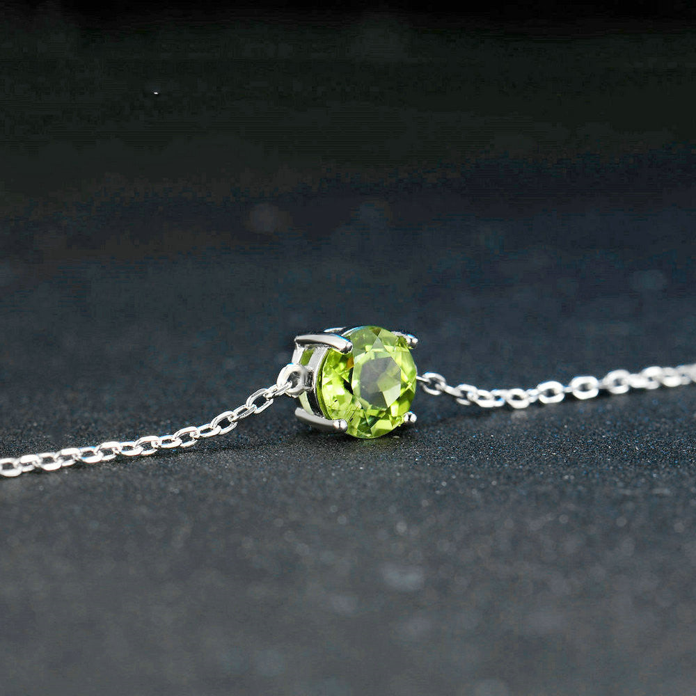 .925 Sterling Silver Color Jewelry Natural Peridot White Gold Bracelet