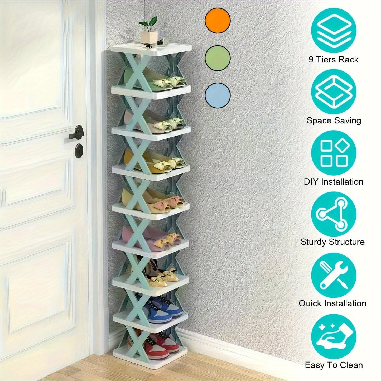 Orange 9-layer Shoe Rack