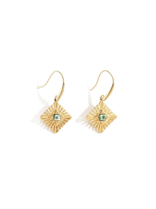 Geometric Gold-tone Sunburst Drop Earrings