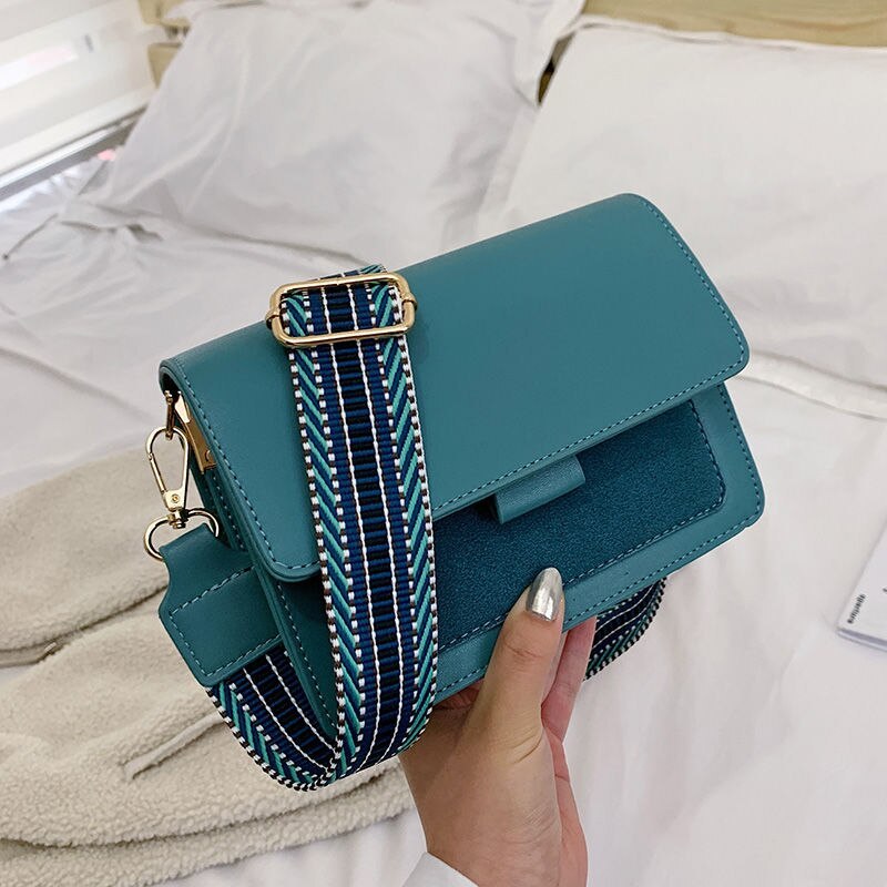 Small Crossbody Bag with Complementary Sturdy Colored Fabric Strap