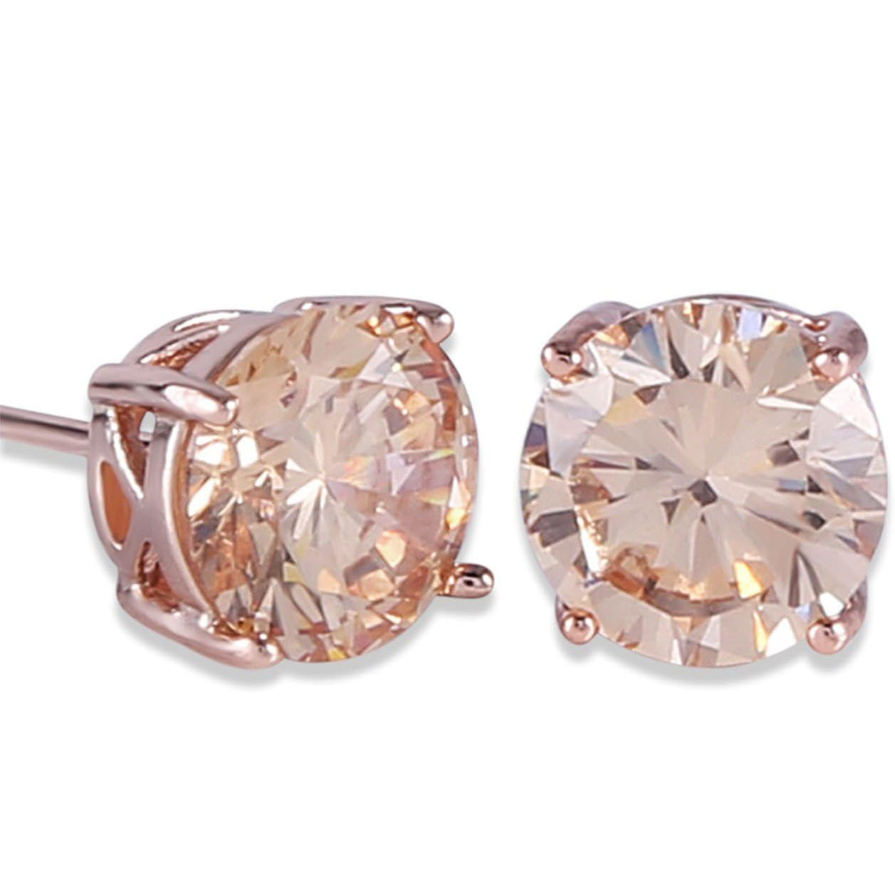 Rose Gold Tone Citrine Stud Earrings