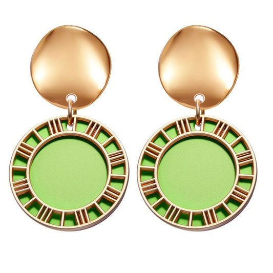 Geometric Gold Disc Drop Earrings