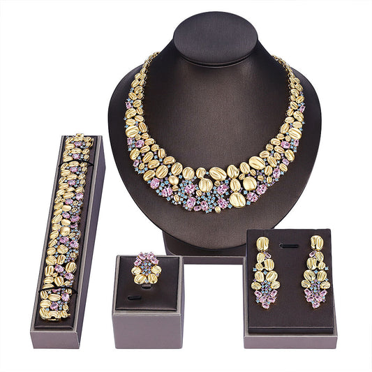 Ibiza Zircon Jewelry Set - Necklace, Bracelet, Earrings and Ring