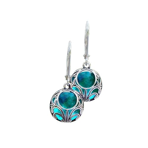 Handmade Sterling Silver Vintage Lace Eco-Friendly Leverback Earrings by Bottled Up Designs (Aqua Mason Jar)