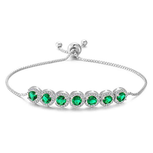 18K White Gold Emerald and Moissanite Statement Bracelet