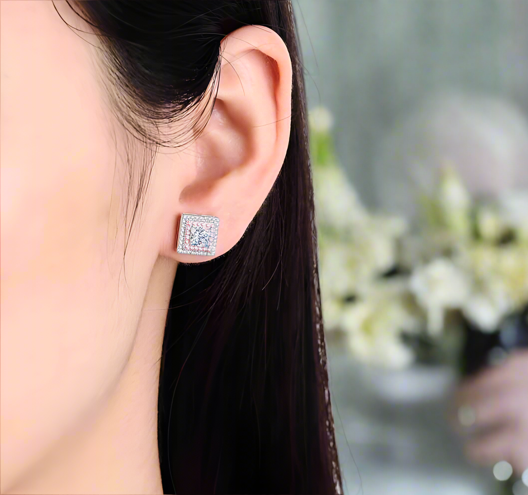 Moissanite Square Stud Earrings