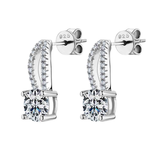 1 Carat Moissanite 925 Sterling Silver Earrings