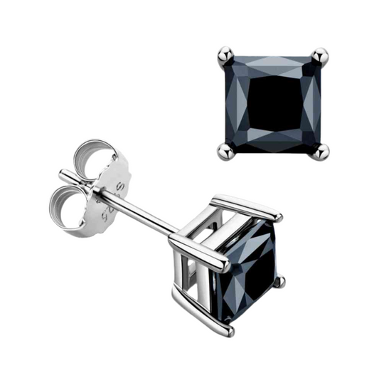 925 Sterling Silver Square Moissanite Stud Earrings