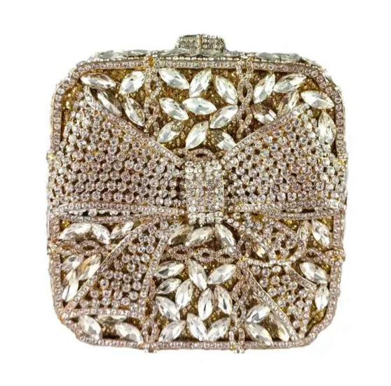 Crystal Party Clutch with Bow Decoration