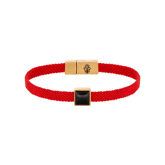 Handmade KARMA AND LUCK Red String Bracelet with Black Onyx,