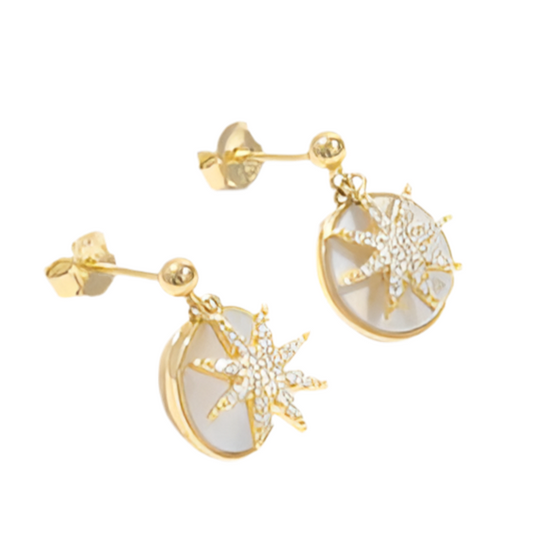 18K Gold-Plated 925 Sterling Silver Star Shape Earrings