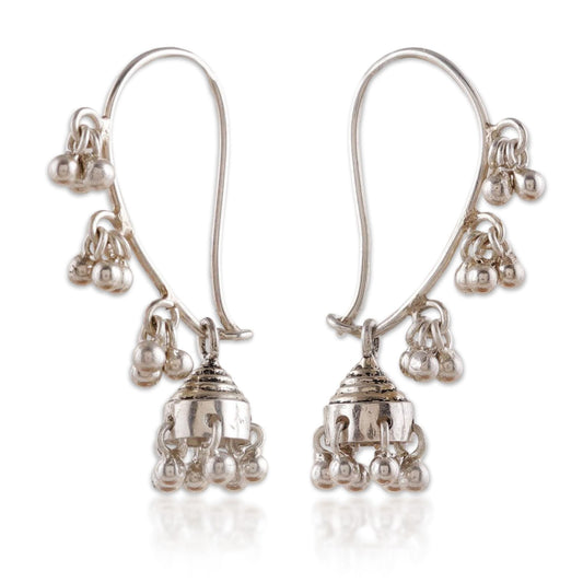 Handcrafted NOVICA Artisan Sterling Silver "Jhumka" Filigree Chandelier Earrings
