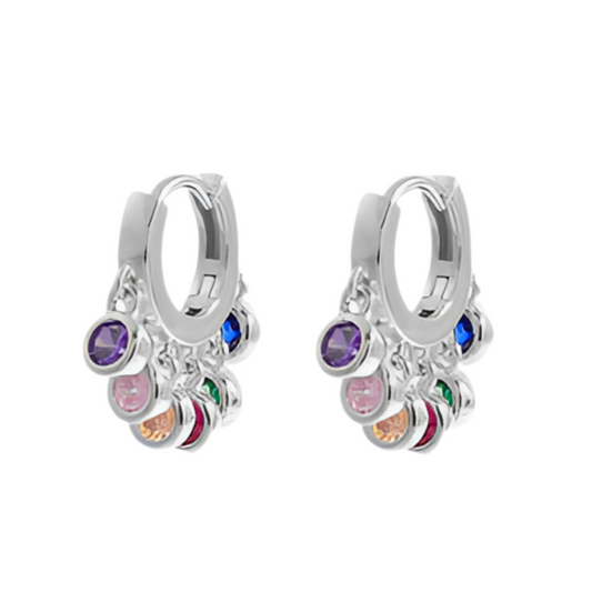 Colorful Zircon .925 Sterling Silver Huggie Earrings