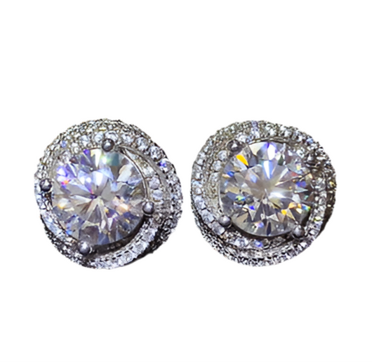 6 Carat Moissanite 925 Sterling Silver Earrings