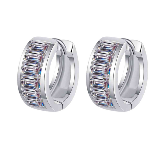 1.8 Carat Moissanite 925 Sterling Silver Huggie Earrings