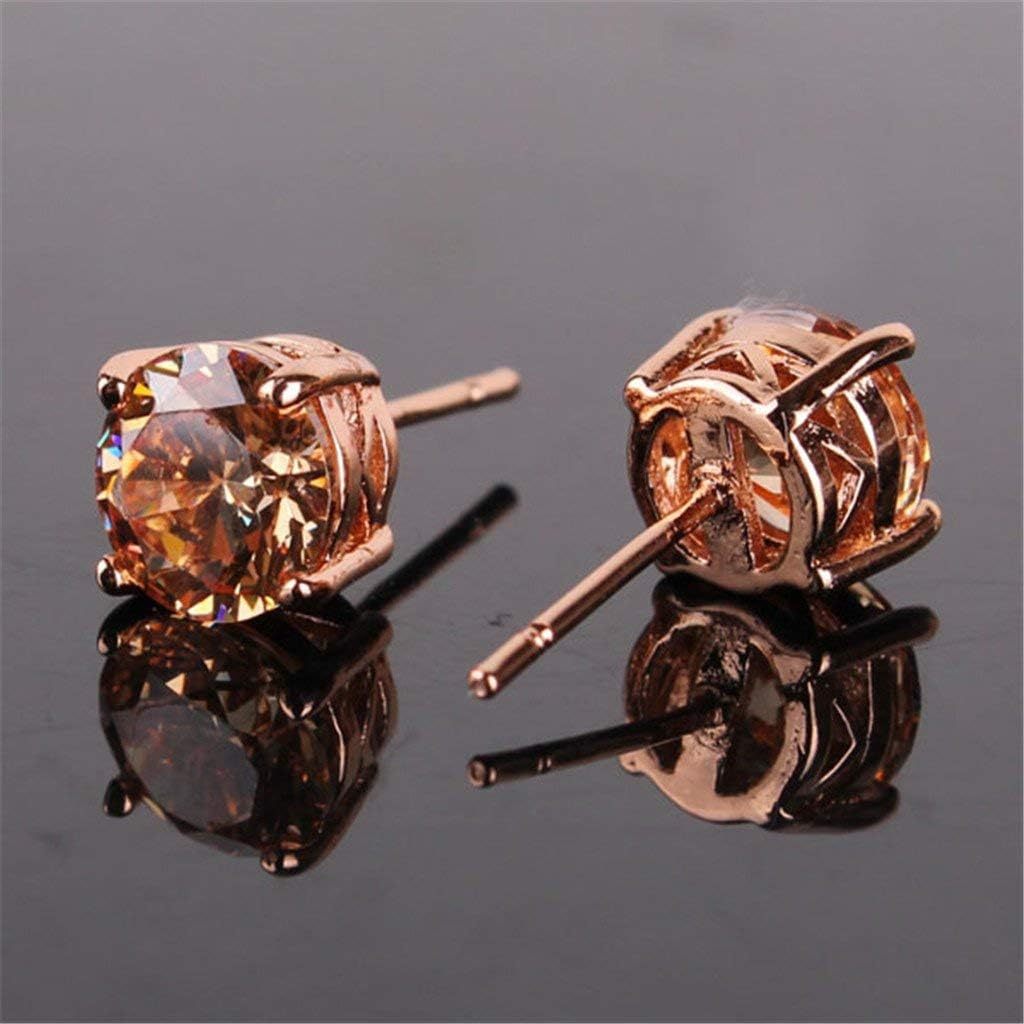 Rose Gold Tone Citrine Stud Earrings