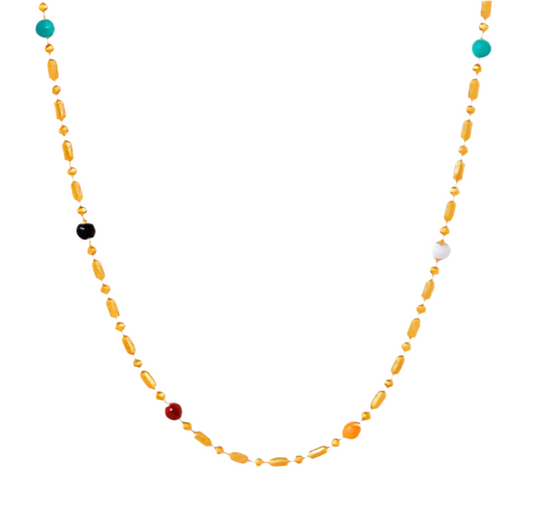 18K Gold-Plated Oil Drip Bead Necklace