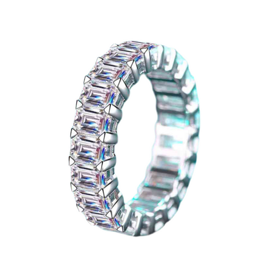 10.5 Carat Moissanite Rhodium-Plated Ring