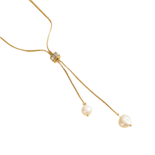 Elegant Gold Pearl Pendant Necklace with Adjustable Length
