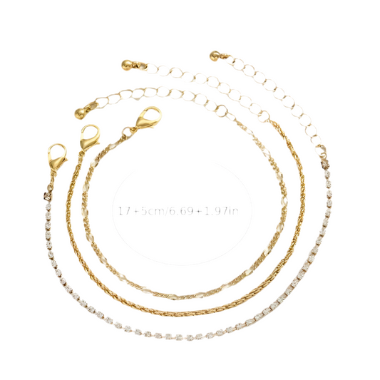 Elegant Gold Chain Link Bracelet Set