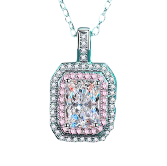 1 Carat Moissanite Geometric Pendant Chain Necklace