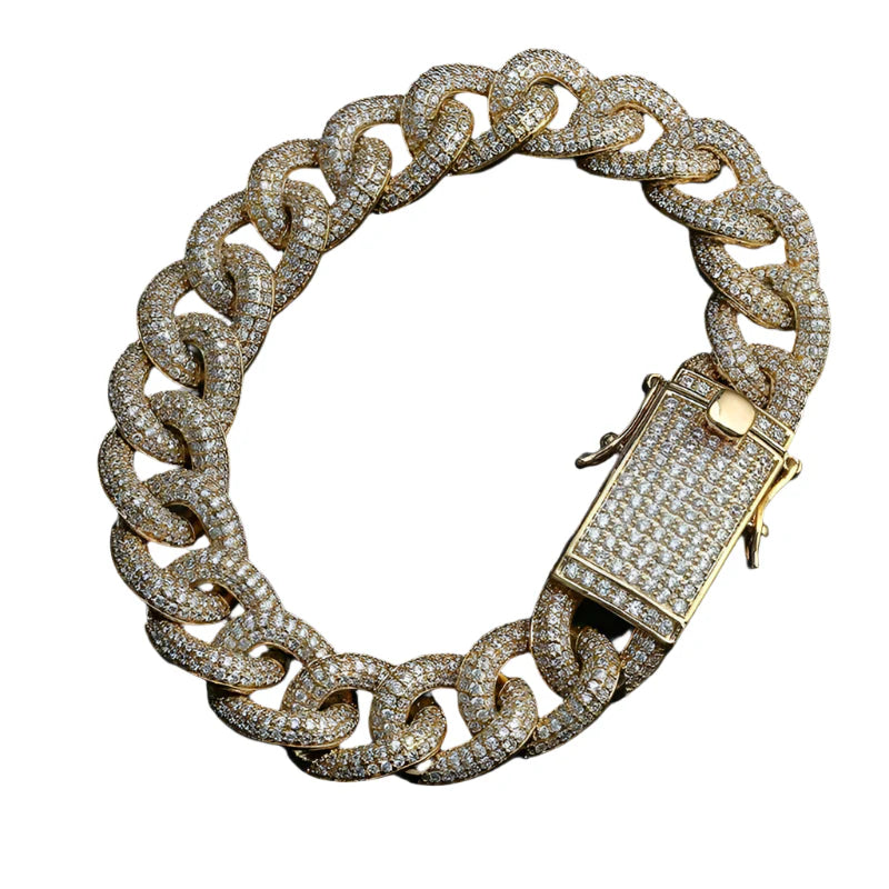 Bold Zirconium Iron Cord Bracelet with Beautiful Sparkling Rectangular Clasp