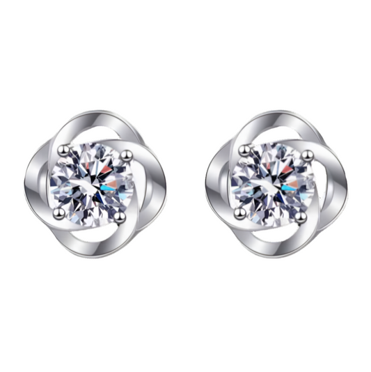 Moissanite Rhodium-Plated Stud Earrings