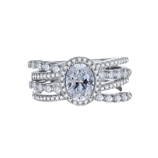 3 Carat Moissanite 925 Sterling Silver Layered Ring