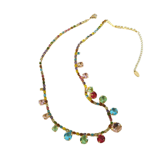 Colorful Crystal Copper Chain Necklace