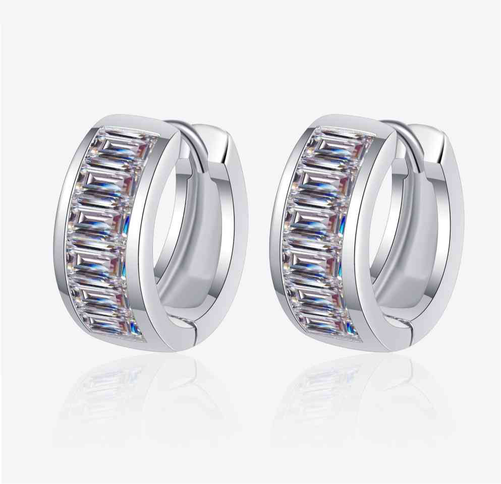 1.8 Carat Moissanite 925 Sterling Silver Huggie Earrings