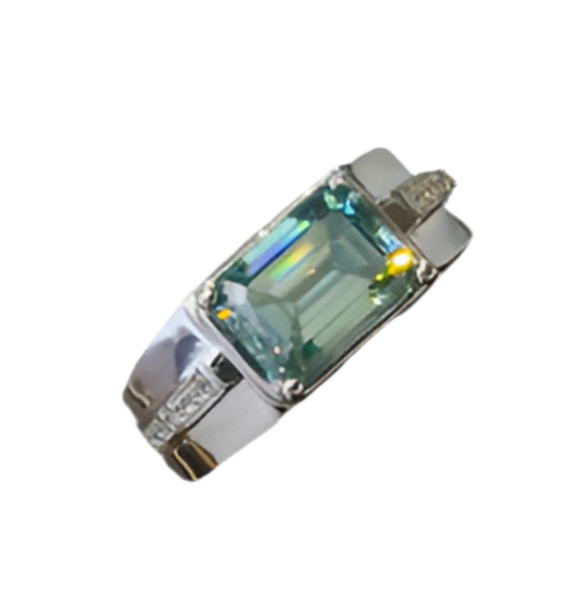 3 Carat 925 Sterling Silver Moissanite Rectangle Shape Ring