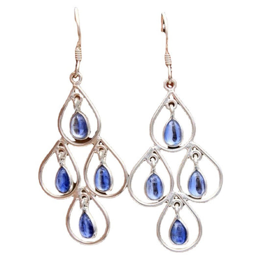 Peacock Blue Moonstone Earrings