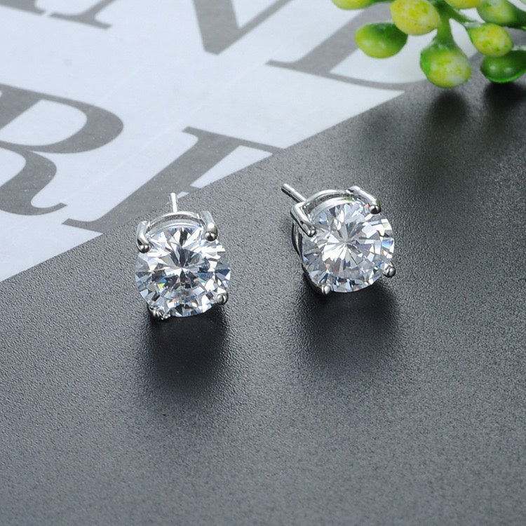 Rose Gold Tone Citrine Stud Earrings