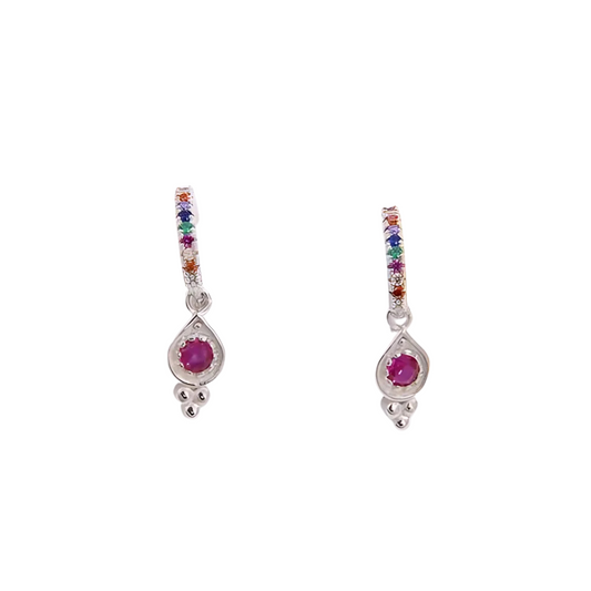 Colorful Zircon Drop Earrings in .925 Sterling Silver