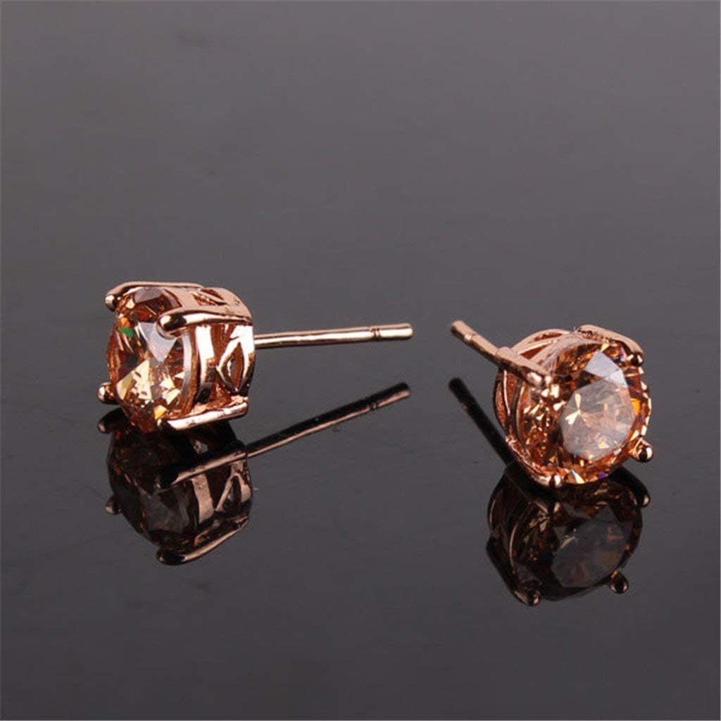 Rose Gold Tone Citrine Stud Earrings