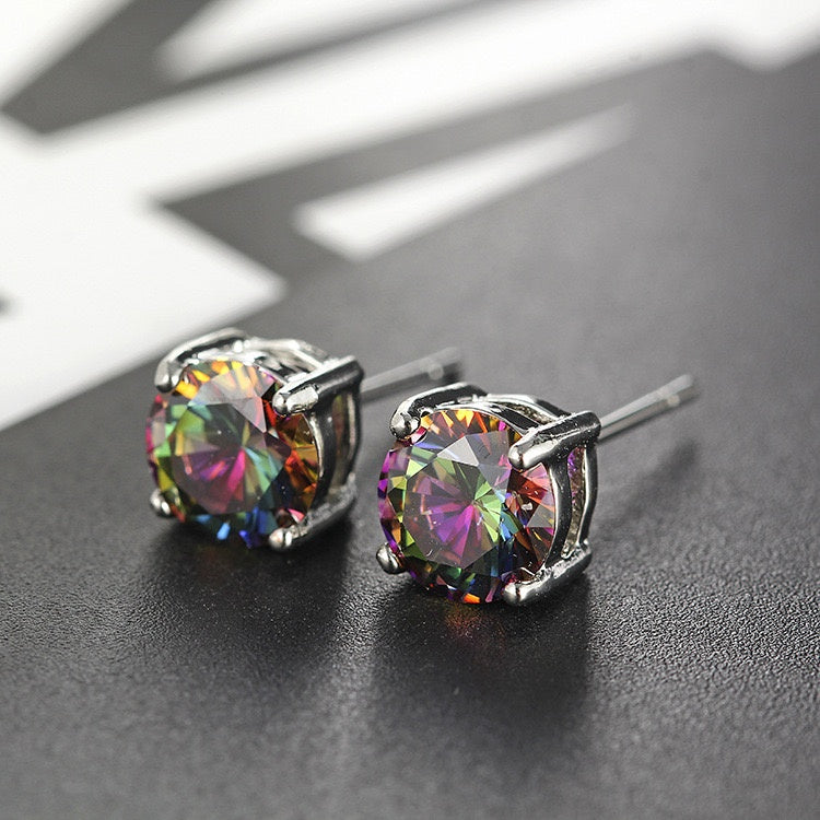Rose Gold Tone Citrine Stud Earrings