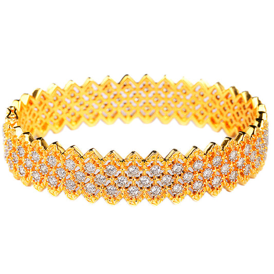 Gold-Plated Sterling Silver S925 Zirconium Craft Vintage Bracelet